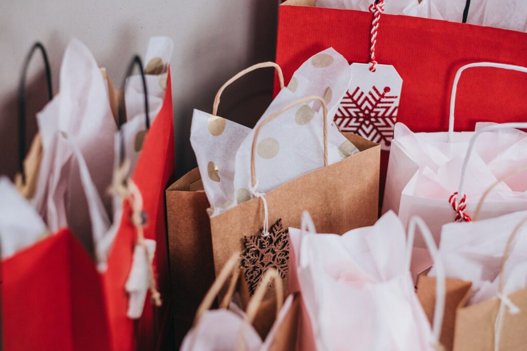 Holiday shopping gift bags